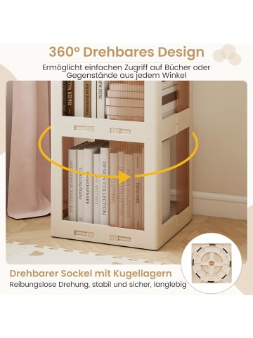 COSTWAY 360° drehbares Bücherregal in Weiß