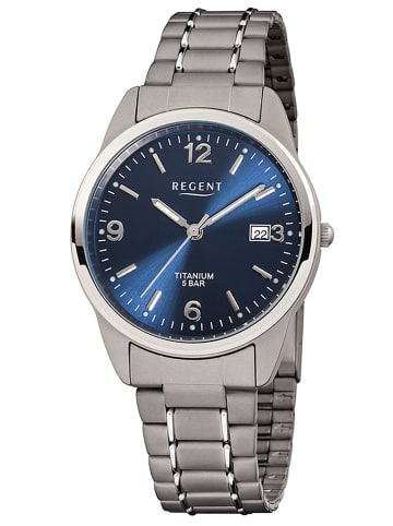 Regent Herren-Armbanduhr Titan Ø 36 mm Blau / Silber