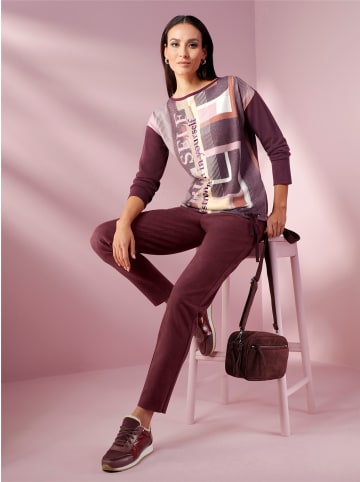 Heine Druck-Pullover in burgund-mauve-bedruckt