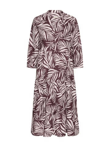 Camel Active Mittellanges Sommerkleid mit Allover-Print in AOP braun/weiß