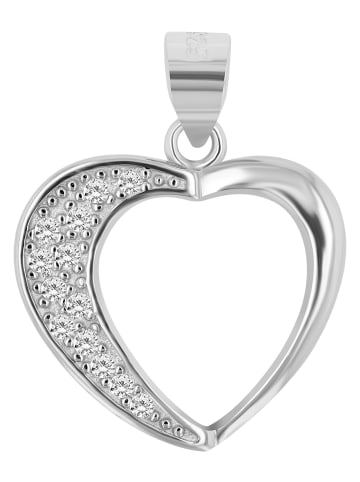 Adeliás Damen Anhänger – Herzanhänger aus 925 Silber mit Zirkonia in silber