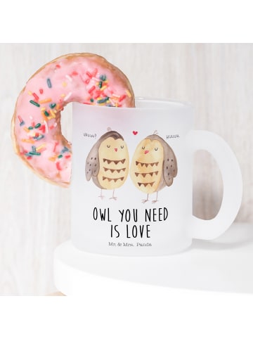 Mr. & Mrs. Panda Kaffeetasse Eulen Liebe mit Spruch in Transparent