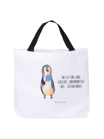 Mr. & Mrs. Panda Damen Schultertasche Pinguin Lolli mit Spruch in Weiß