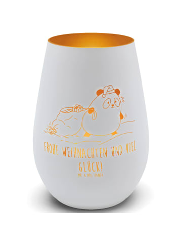 Mr. & Mrs. Panda Windlicht Panda Weihnachten mit Spruch in Weiß