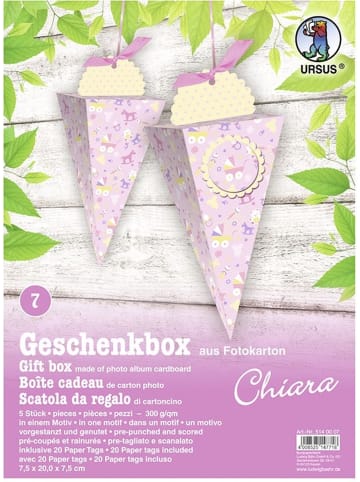 Buntpapierfabrik Ludwig Bähr Geschenkbox Chiara 7,5x20x7,5cm Packung mit 5 Stück Motiv: 07