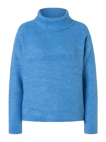 More & More Rollkragenpullover mit Rippenstruktur in winterblue