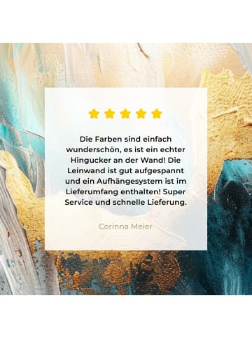 MuchoWow Leinwand bilder Abstrakte Kunst gold blau (BxH)