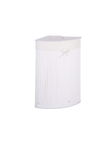 relaxdays Eckwäschekorb in Weiß - (B)49,5 x (H)65 x (T)37 cm