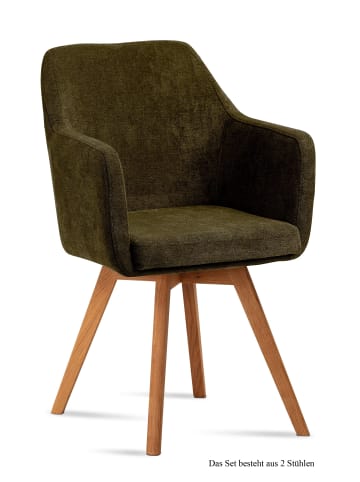 58 aufm Kessel ARMLEHNSTUHL (2er-Set) Dolli 57x87x60 Eiche geölt/Khaki