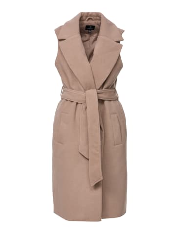 Threadbare Langweste THB Suhail belted formall Coat in Stone