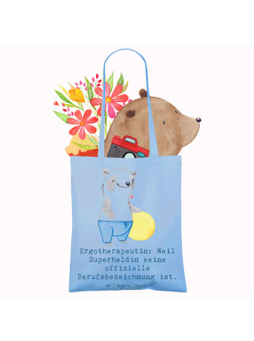 Mr. & Mrs. Panda Tote Bag Ergotherapeutin Superheldin mit Spruch in Sky Blue