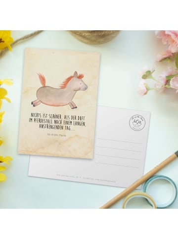 Mr. & Mrs. Panda Ansichtskarte Pferd Springen mit Spruch in Vintage