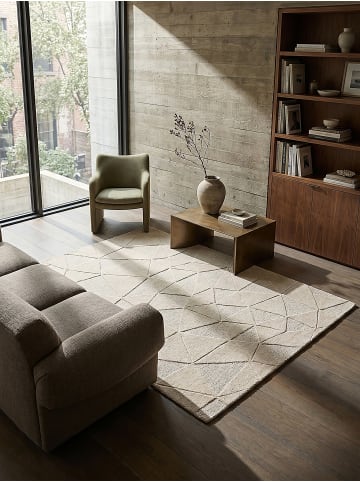 KADIMA DESIGN Teppich Wolle Handgetuftet DEBEN Geometrisch Wohnzimmer Modern in Natur