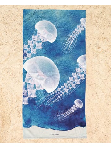 Juniqe Strandtuch "Jellyfish" in Blau & Weiß