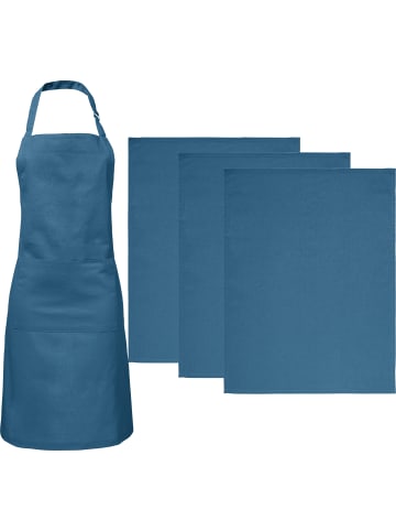 REDBEST Baumwolle Küchen-Set 4-teilig Tulsa in blau