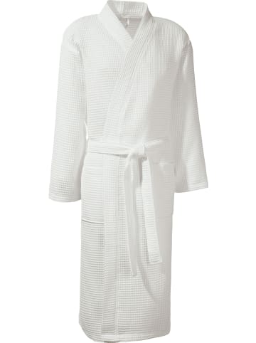 Erwin Müller Piqué Unisex-Bademantel lang Hohenfels in weiß