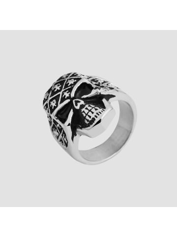 Adeliás Herren Ring Totenkopf aus Edelstahl in silber