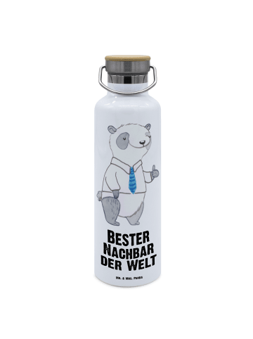 Mr. & Mrs. Panda Mehrwegflasche Panda Bester Nachbar der Welt mi... in Weiß