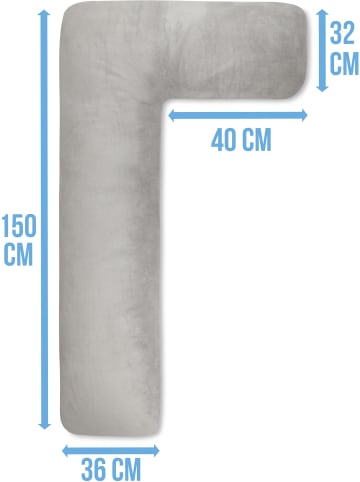 Aspero Seitenschläferkissen mit integriertem Kopfkissen in Grau
