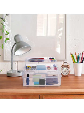 relaxdays Aufbewahrungsbox in Transparent/ Grau - (B)33 x (H)14,5 x(T)19 cm
