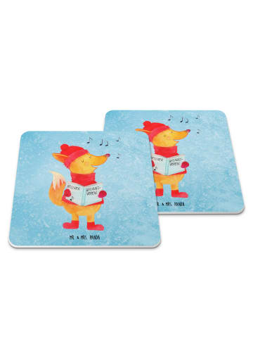 Mr. & Mrs. Panda Tischuntersetzer Fuchs Sänger ohne Spruch in Eisblau