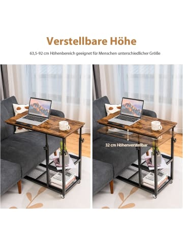 COSTWAY Laptoptisch 3 Ebenen in Braun