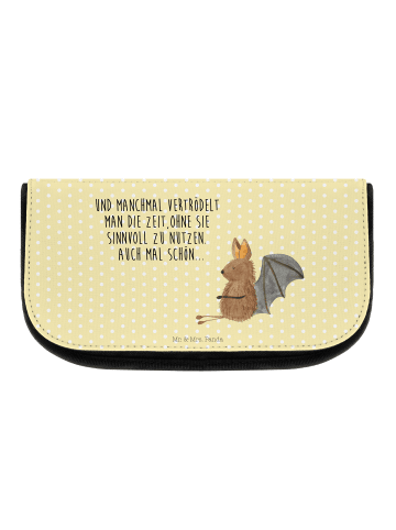 Mr. & Mrs. Panda Toiletry Bag Fledermaus Sitzen mit Spruch in Gelb Pastell