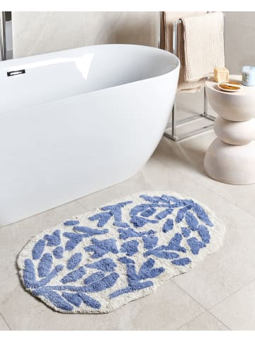 Beliani Badematte DERIK in Blau/Weiß - (W) 60 x (L) 90 cm
