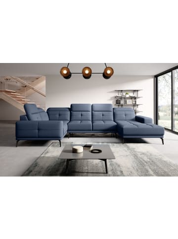 MF Design Nevido Recamiere Links in Blau -  (L) 201 x (B) 350 x (H) 77 cm
