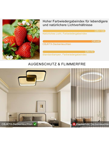 ZMH Deckenleuchte LED in schwarz 2-flammige eckig Modern dimmbar L 58cm