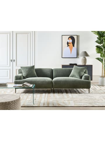 Beliani 3-Sitzer Sofa MATILA in Grün/Braun - (W) 233 x (H) 70 x (L) 94 cm