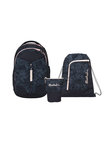 Satch Schulrucksack-Set MATCH "Midnight Jungle" 3-tlg. in Schwarz