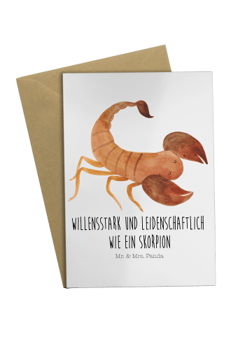 Mr. & Mrs. Panda Glückwunschkarte Sternzeichen Skorpion mit Spruch in Weiß