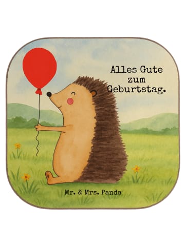 Mr. & Mrs. Panda Glasuntersetzer Igel Luftballon Design mit Spruch in Weiß