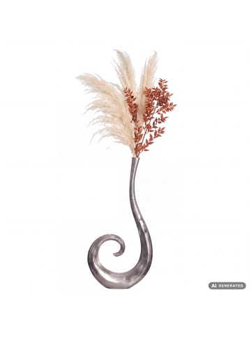 FineBuy Vase in Silber / Aluminium / 48x10x100