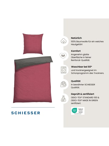 Schiesser Renforcé-Bettwäsche-Set Doubleface in Rot-Dunkelgrau