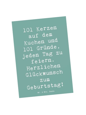 Mr. & Mrs. Panda Postkarte Spruch 101. Geburtstag Feier mit Spruch in Meeresbrise