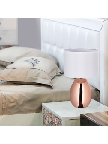 relaxdays Tischlampe in Kupfer/ Weiß - (H)33,5 x Ø 18 cm