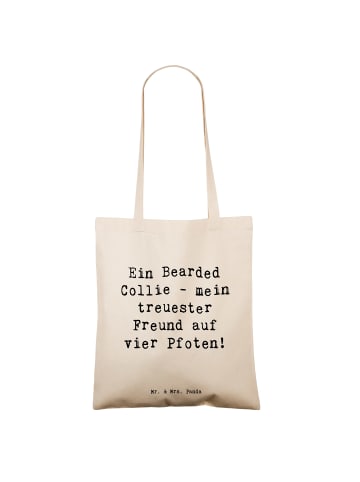 Mr. & Mrs. Panda Tote Bag Spruch Bearded Collie Freund mit Spruch in Creme