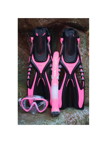Kapitol Reef  Kapitol Reef 3-teiliges Taucherset Flossen Maske Schnorchel Profiqualität pink