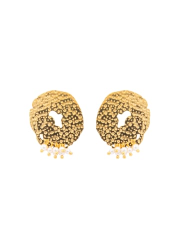 Luxenter Ohrringe  mit 18-karätiger Gelbgold-Finish und weißer Perle – Kuwe