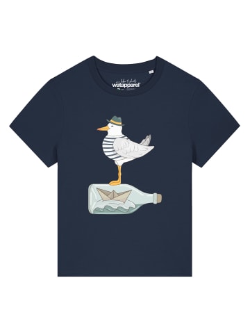 wat? Apparel T-Shirt Möwe mit Hut in Dunkelblau