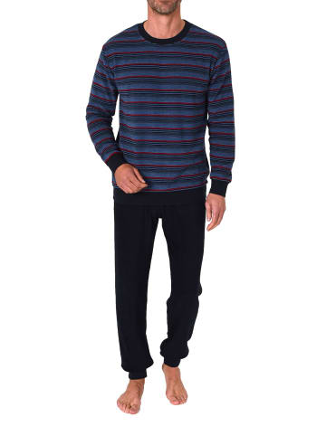 NORMANN langarm Frottee Schlafanzug Pyjama Bündchen - 82312 in blau