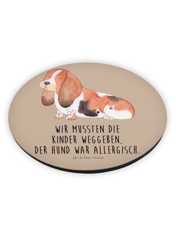 Mr. & Mrs. Panda Rund Magnet Hund Basset Hound mit Spruch in Hundeglück