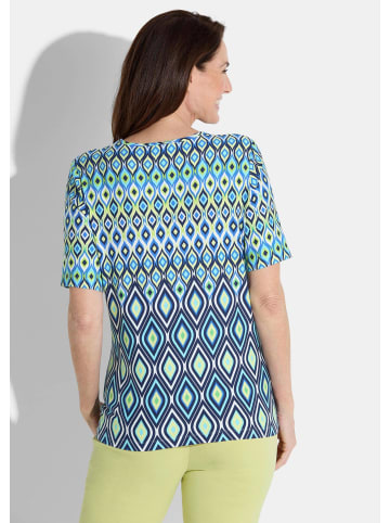 GOLDNER Kurzgröße:  Shirt in blau / hellgrün / weiß / gemustert