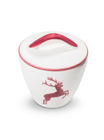 Gmundner Keramik Bordeauxrot Hirsch, Zuckerdose Gourmet in Weiß