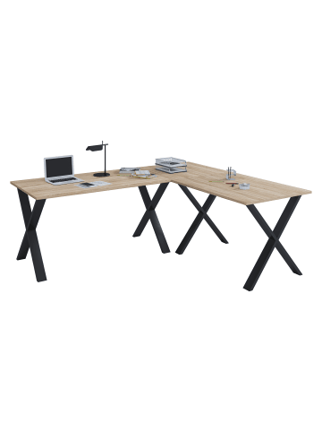 VCM  X Schreibtisch Eckschreibtisch L Form 190x190x50 in Schwarz / Sonoma-Eiche