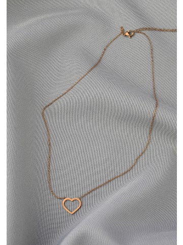 ANELY Edelstahl Halskette mit Herz Anhänger in Roségold