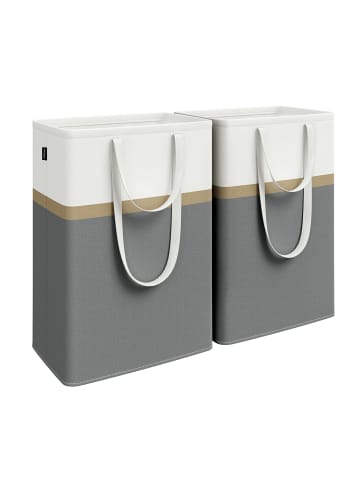 SONGMICS 2er-Set: Wäschekorb Stowit in Schiefergrau - (B)40 x (H)65 x (T)30 cm