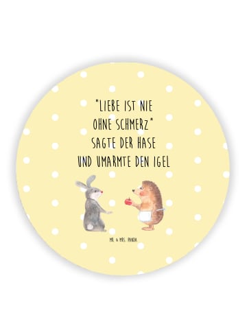 Mr. & Mrs. Panda Rund Magnet Hase Igel mit Spruch in Gelb Pastell